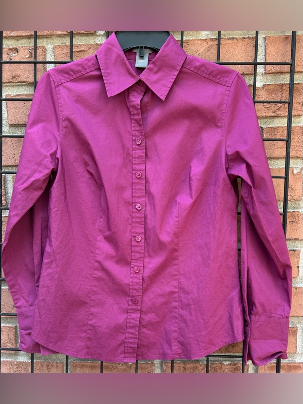 Ann Taylor Fuchsia Button-Front Shirt